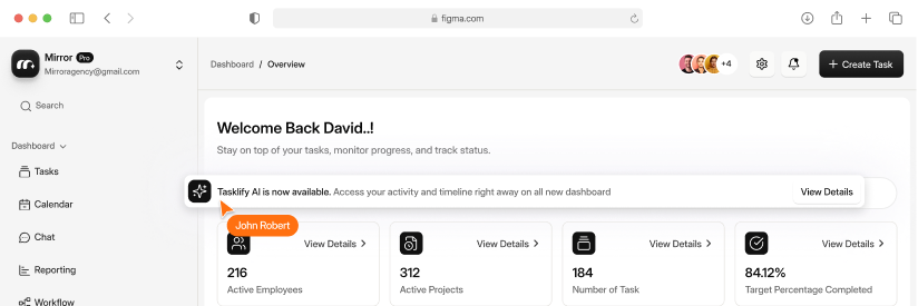 Mirror Pro dashboard preview in a browser mockup