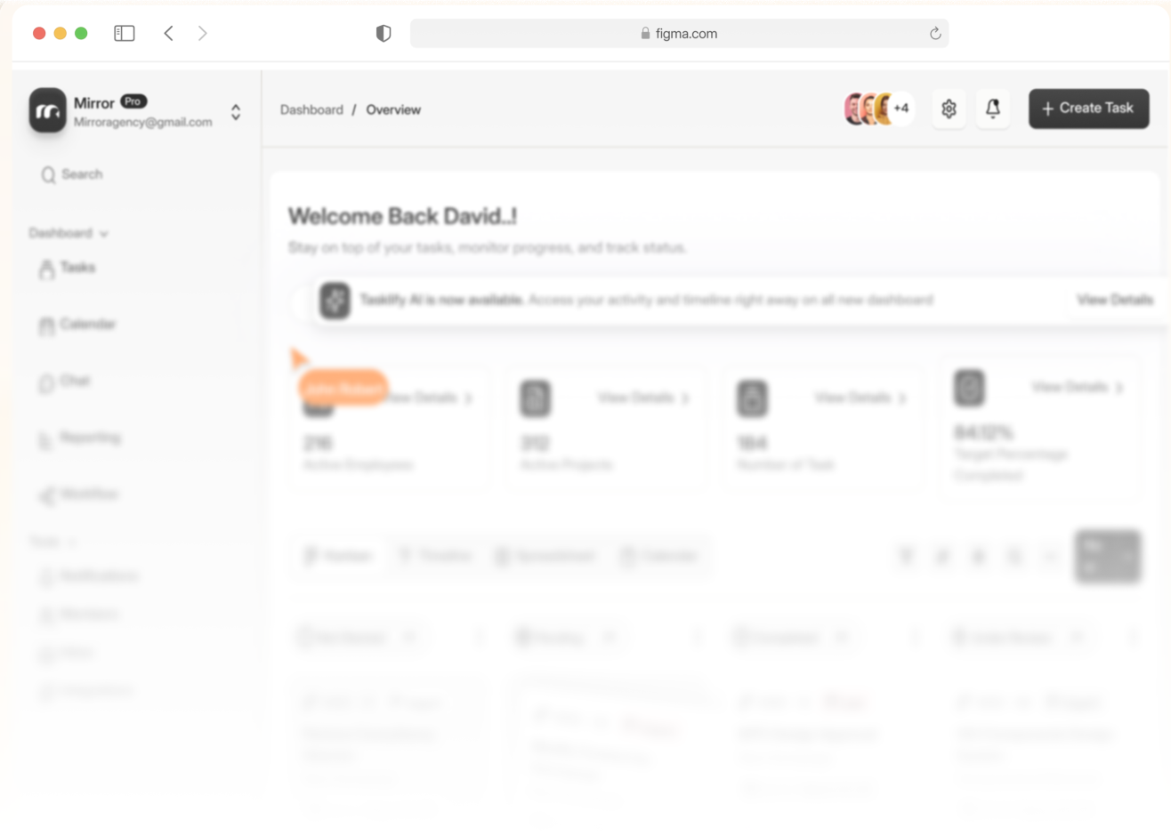 Mirror Pro dashboard preview in a browser mockup